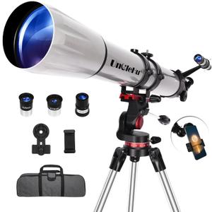 Telescope for Adults High Powered, 90mm Aperture 900mm Professional Astronomical Refractor Telescope for Beginners, Fully Multi-Coated High Light Transmittance for Ground&Moon ObservationSilver Gray