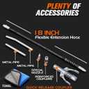 Lnchett Grease Gun with Quick Release Coupler and Towel, 9000 PSI Professional Heavy Duty 14 oz Grease Gun with 18 Inch Spring Flex Hose, 1 Reinforced Coupler, 2 Extension Rigid Pipe and1 Sharp Nozzle