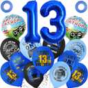2 x Blue 13th Video Game Birthday Party Decoration Balloons Game on Party Supplies Set Include Happy Birthday Banner Foil Balloon Latex Balloon Ideal for Kids Boys Party Room Activities Decor