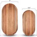 Acacia Wooden Serving Trays Set of 2 - Rectangular Oval Shaped Wood Plates for Charcuterie Cheese Bread Fruit Vegetable Dip Sushi - Rustic Serving Platter Shallow Dishes -14x7 & 11x5.5 In.
