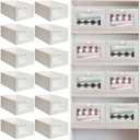 Kigley 12 Pcs Linen Closet Organizers and Storage Foldable Clothing Bins Large Foldable Box with Window Storage Baskets for Closet Shelf Clothes Jeans Toys Organization, Beige