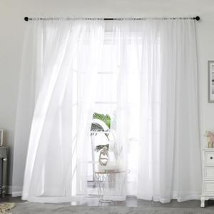 OWENIE White Sheer Curtain 90 Inches Long 2 Panels Set, Solid Filmy Drapes for Living Room Bedroom, Elegant Window Voile Sheer Curtain Panels Drapes, 2 Pcs, Each 59W x 90L Inch