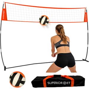 Portable Volleyball Net System Capable of preventing Sagging withThickened Poles, Height Adjustable UV-Resistant Tear-Proof Mesh and Carry Bag for Backyard, Beach and Outdoor Practice, 12ft
