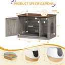 Hzuaneri Cat Litter Box Enclosure with Cushion, Hidden Litter Box Furniture with Removable Dividers, Reversible Entrance Left or Right Side, Cat House, Greige CB84605X