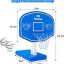 Pool Basketball Hoop, Large Poolside Basketball Hoop for Swimming Pool Basketball Game, Water Basketball Hoops with Lengthen Sturdy Base for Kids Adults Summer Water Fun, 2 Balls and Pump.
