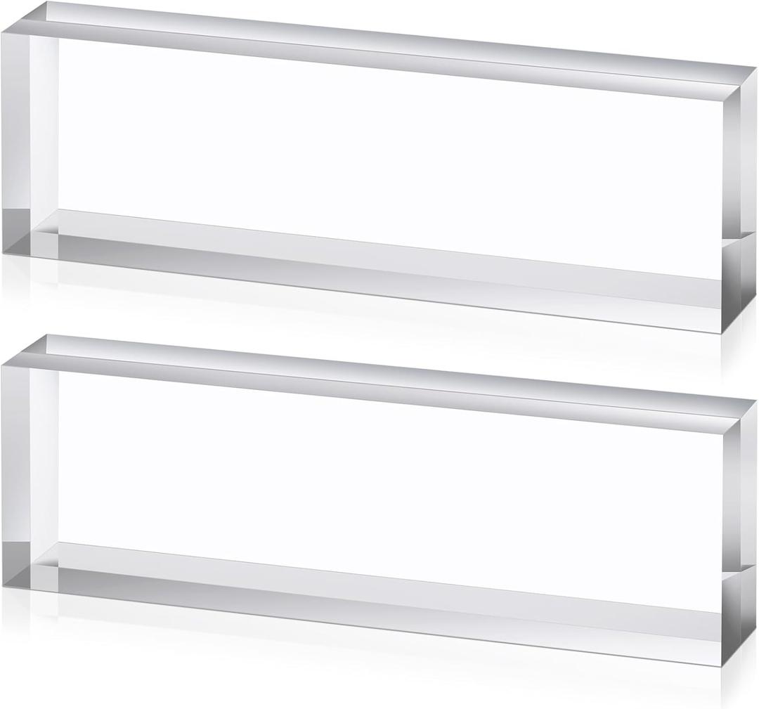 Yousoontic 2 Pcs Clear Acrylic Blocks for Display Blank Name Plate Block Cube Display Stand for Wedding Props Photography Scrapbooking Crafts (2.5 x 8 x 1.125 Inch)