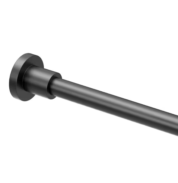 Modern Minimalist 60 in. Straight Shower Rod Set in Matte Black