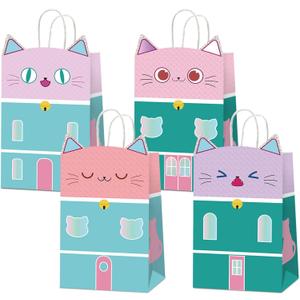 12Pcs Cat House Themed Gift Bag for Cat Party Candy Snack Goodie Bags Supplies Kitten Gift for Kids Kitten Toy Themed Birthday Children's Birthday Pet Party Decorations