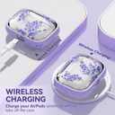 Inesore for AirPods Pro 3 Case 2025 with Lock, for Women Girly Floral Clear Case Compatible with Apple Airpods Pro 3rd Generation Cover, with Phone Stand,Keychain & Cleaner Kit -Purple Flower