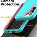 AICase for Samsung Galaxy S23 Plus Case Built-in Kickstand with Glass Screen Protector,Heavy Duty Drop Protection Full Body Rugged Shockproof Military Protective Tough Durable S23+Plus 6.6"_3 (Water Blue/hot pink+Glass Protector/Camera Lens)