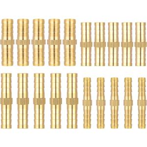 Giantree 20PCS Brass Hose Barb Fitting, 1/4" 5/16" 3/8" 1/2" (6 mm/8 mm/10 mm/12 mm) Barb Splicer Mender Hose Fittings, Brass Hoses Barbs Adapter Barbs Fittings for Air/Fuel/Water/Oil Hoses