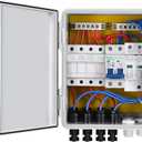 ECO-WORTHY 4 String PV Combiner Box with Lightning Arreste, 12A Rated Current Fuse and Circuit Breakers for On/Off Grid Solar Panel System