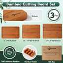3 x Bamboo Cutting Board, Non Slip Wood Cutting Boards for Kitchen 3 Packs Holder and Over Sink Nice Solid Thick Durable Cutting Boards for Kitchen Large Small Vegetables Fruits Kitchen Gifts (Carbonized)