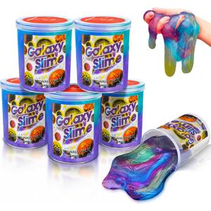 Kicko Marbled Unicorn Color Slime for Kids - 6 Pack Galaxy Slime Kit - Colorful Galaxy Sludge - Gooey Fidget Set for Sensory and Tactile Stimulation, Party Favors, Educational Game