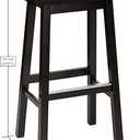 Amazon Basics Solid Wood Saddle-Seat Counter Height Bar Stools for Kitchen Island and Home Bar with Footrest, 29-Inch Height, Black, Set of 2