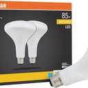 Sylvania TruWave BR40 LED Light Bulb, 85W = 12W, Medium Base, Dimmable, Frosted, 2700K, Soft White - 2 Pack (40785)
