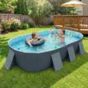 YYW Foldable Family Pool for Adults & Family - Portable Large Swimming Pool for Indoor/Outdoor Garden Backyard Summer Parties (Cloud Ink Gray, 115")