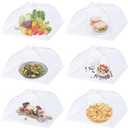Husfunov 6 Pack Mesh Food Covers, 17"Lx17"W Large Food Cover, White Nylon Covers, Pop-Up Serving Dish Covers Tent Umbrella, for Patio Net for Outdoor Camping, Picnics, Parties, BBQ, Collapsible and Reusable