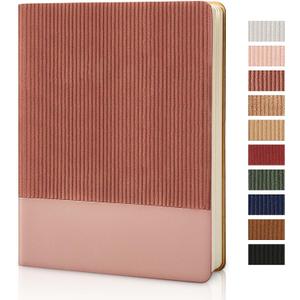 Lined Journal Notebook for Work College Ruled Note Book 7.2"x9.6" B5 PU Leather Daily Journaling 160 Pages for Women Men Writing Home School Supplies Business (Dark Pink)