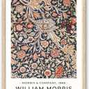 HesenDot William Morris Red Floral Framed Wall Art,12x16in Botanical Canvas Print, Vintage Aesthetic Flowers Poster for Living Room Bedroom Home, Set of 1