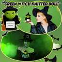 2 Pcs Pink and Green Witch Themed Crochet Doll, 5.9 Inch Positive Knitted Witch Gifts, Emotion Support Handmade Inspirational Crochet Dolls for Halloween, Pink and Green Party Decor