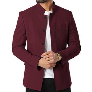 Mens Casual Suit Blazer Jackets Stand Mandarin Collar Lightweight Lined Business Dress Sport Coats M
