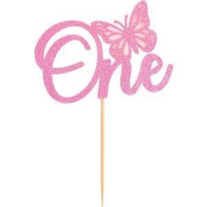 First Birthday Cake Topper Girl 1st Birthday Happy Party Fun Cake Decorations Glitter Bow One Numbers Aniversario Burthday