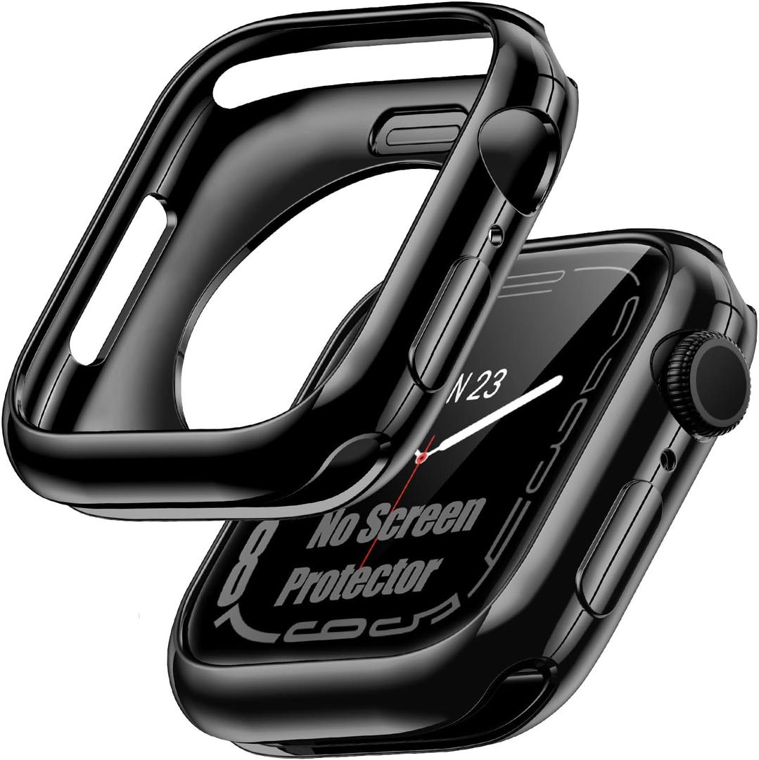 [2 Pack] Goton Bumper Case for Apple Watch 40mm, [No Screen Protector] Slim Soft Shockproof Case Cover Bumper Protector Accessories for iWatch SE 3/SE 2/SE, Series 6/5/4, 40mm Black+Black