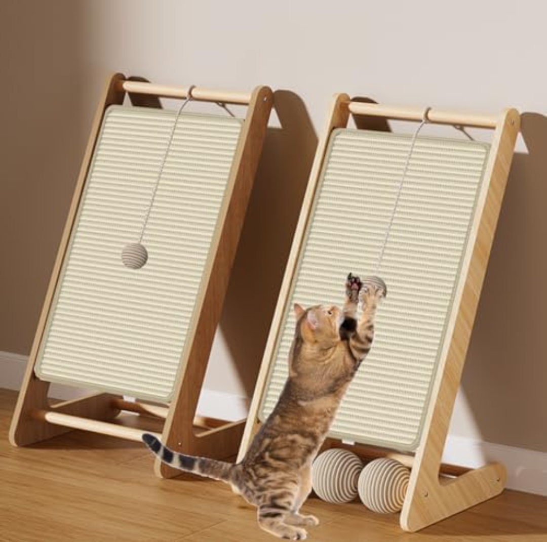 THEYFIRST 3-in-1 Triangle Cat Scratching Board, 24.8-Inch Tall Sisal Scratcher Post for Indoor Cats, Replaceable Scratching Pad & Durable Wooden Stretching Ramp for Sofa Wall House, 2 Pack THEYFIRST 3-in-1 Triangle Cat Scratching Board, 24.8-Inch Tall Sisal Scratcher Post for Indoor Cats, Replaceable Scratching Pad & Durable Wooden Stretching Ramp for Sofa Wall House, 2 Pack