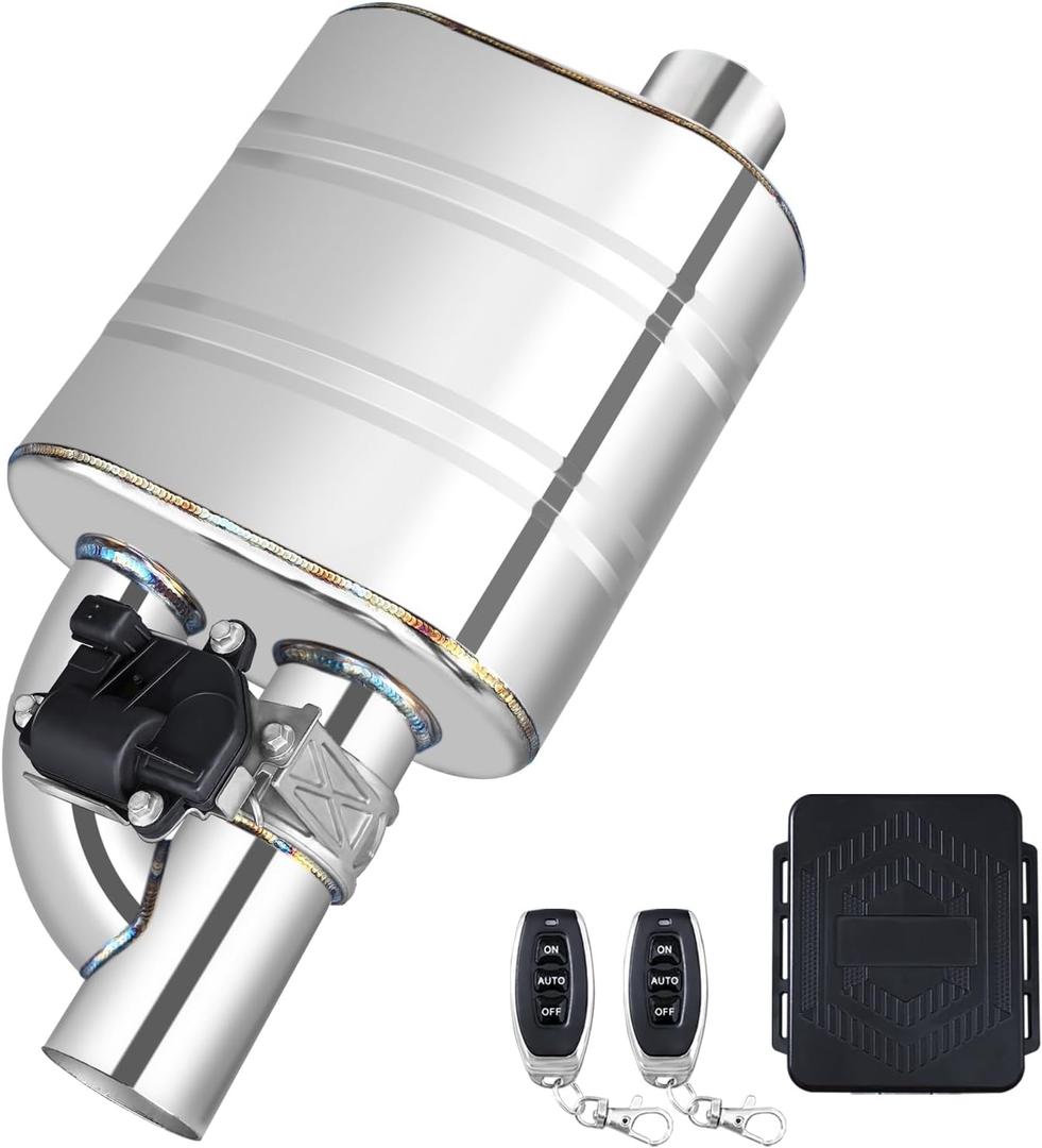 3 Inch Valved Muffler Electric Exhaust Cutout with Muffler Cat Back Exhaust System Kit