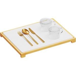 2 x SpaceAid Bamboo Rack Dish Pad, Instant Dry Diatomaceous Earth Mat for Kitchen Counter, Stone Dish Fast Drying Mat Board (15.8 x 11.8 inch, White)