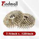 findmall 7200 Count Coil Roofing Nails 7/8-Inch x .120-Inch 15-Degree Round Head Wire Weld Collated Smooth Shank Electro Galvanized Coil Roofing Nails for Roofs Lathing and Sheathing Materials
