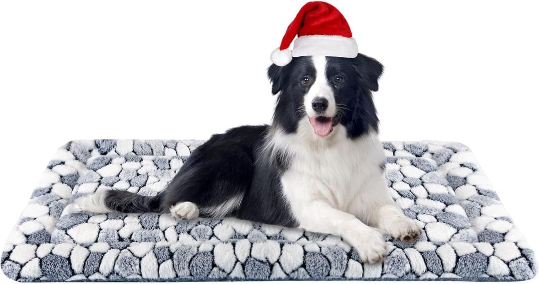 VANKEAN Dog Crate Pad Bed Mat Reversible (Warm & Cool), Soft Pet Sleeping Mat Dog Bed for Crate Suitable for Small to XX-Large Dogs and Cats, Machine Washable Crate Beds, Grey Stone Pattern