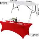 Spandex Table Cover for 8FT or 4ft or 6ft Table Universal Fitted Stretch Tablecloth for Party, Banquet, Wedding and Events-Red