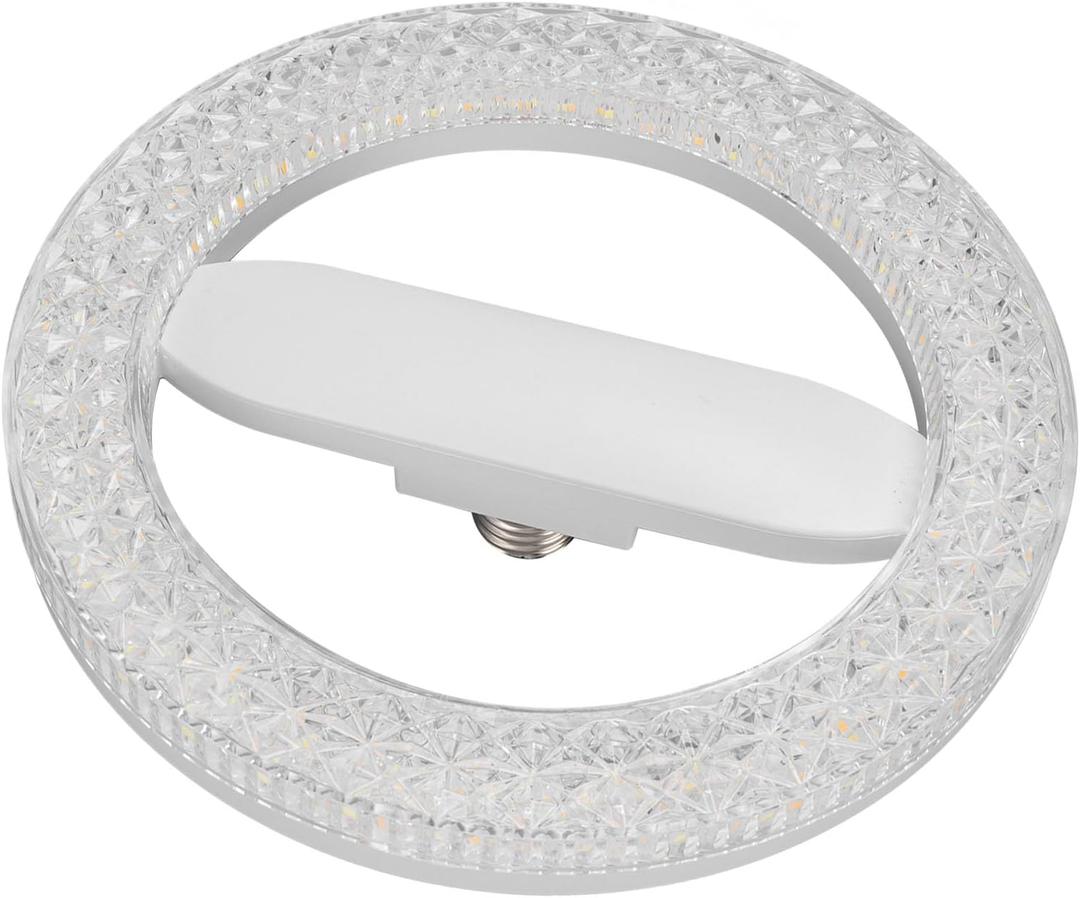 Circular Light Bulb E27 E26 24W Circular Light Bulb 3 Color Temperature LED Crystal Round Energy Saving Light Bulb Replacement for Ceiling Light Fixture