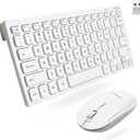Macally White Wireless Keyboard and Mouse Combo - Quiet Productivity Duo - 2.4G Small Keyboard and Mouse Wireless - 78 Key Quiet Cordless Compact Mouse and Keyboard Combo with Mini Body