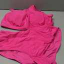 Tempt Me Women Plus Size Bikini High Waisted Swimsuits Mesh Tummy Control Two Piece Bathing Suit, Hot Pink, 18 Plus