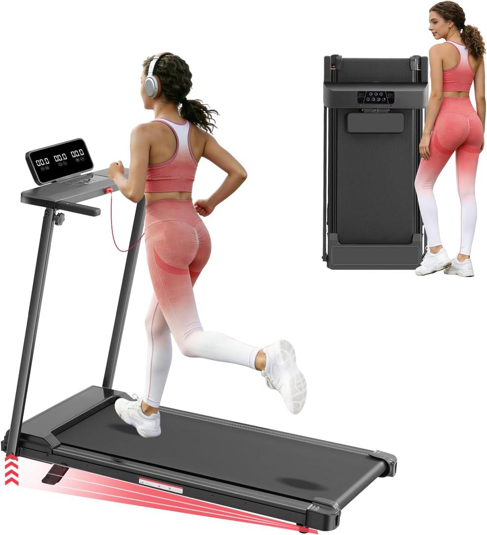 Walking Pad Treadmill with Handle Bar & Incline, 0.6-10MPH Portable Small Treadmills for Home Small, 3.5HP Walking Pad Treadmill with Incline, 400LBS Electric Mini Treadmills for Home Exercising