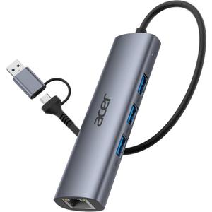 Acer USB to Ethernet Adapter, USBC Hub Ethernet 1Gbps with 3*USB 3.0, Aluminum Heat Dissipation, Driver Free, USB to Network Adapter for Windows 10, 8.1, Mac OS, Laptop, MacBook Pro, iPad, XPS, etc