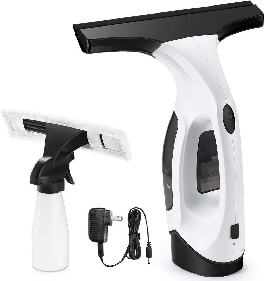 Window Vacuum Squeegee Cordless, Window Vac with Detachable Water Tank and Strong Suction, Electric Window Cleaning Tool for Shower Wall, Mirror, Glass, Car Windshield, Countertop, Tiles