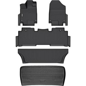 GINOWY-Floor Mats & Cargo Liner for 2018-2026 Honda Odyssey LX｜EX｜EX-L｜Touring｜Elite丨Sport丨Sport-L, All Weather Car Floor Mat Custom Fit for Honda Odyssey Mats Accessories Trunk Mat