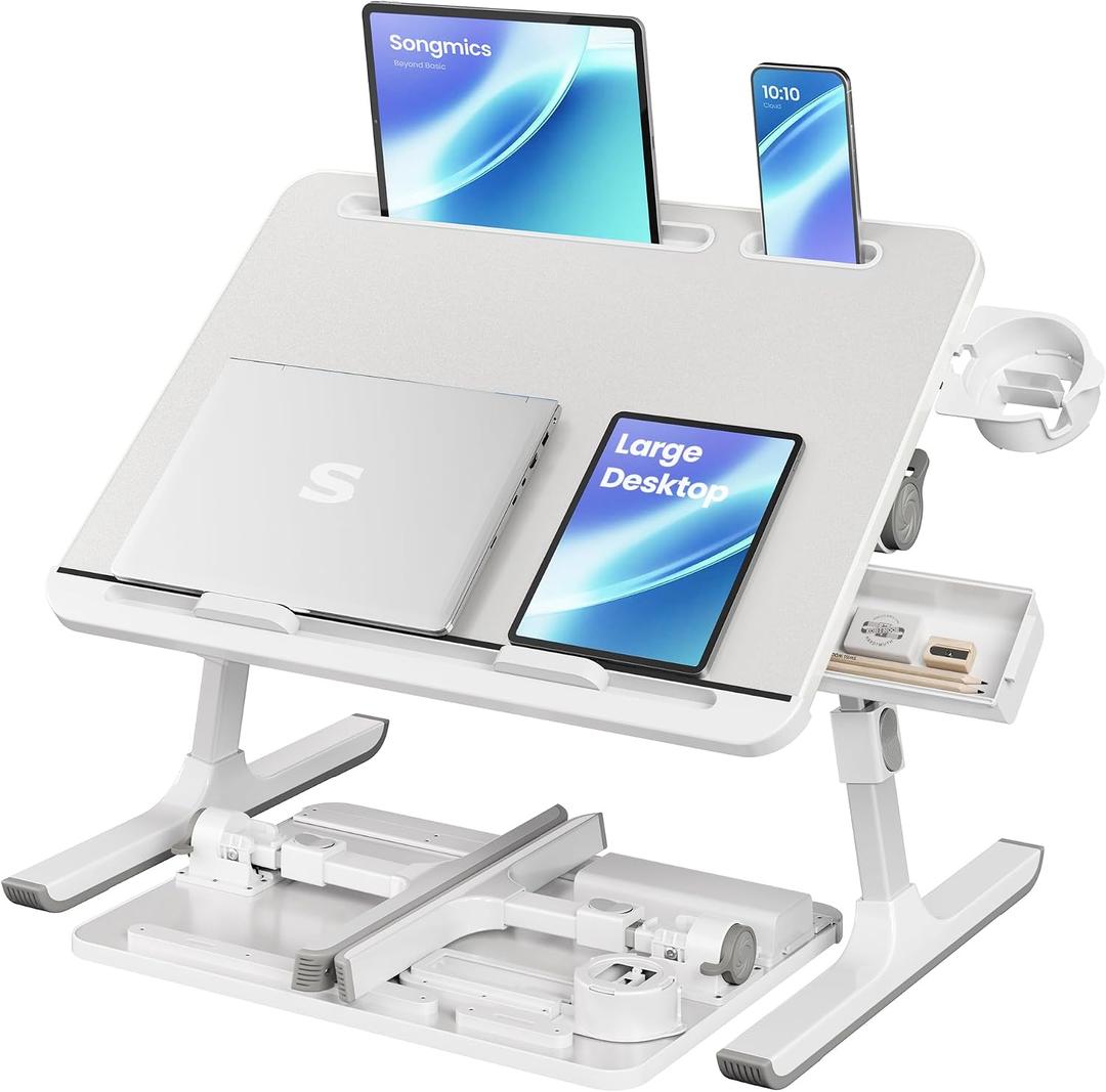 SONGMICS Bed Laptop Desk, Foldable, Adjustable Height, 15.7 x 22 Inches