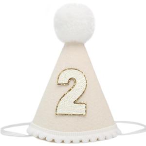 BOOMPA Boho 1st Birthday Hat Costume Headwear - White, Natural Boho Decorations for Baby's First Birthday