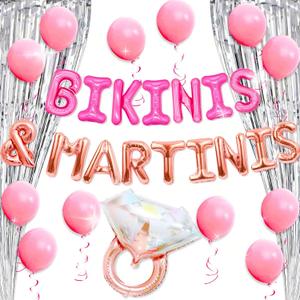 24 PCS Bikinis & Martinis Balloon Banner Beach Bachelorette Party Decorations for Beach Bach Lets Flamingle Miami Bach Palm Springs Before the Ring