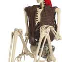 Hourleey 5 FT Halloween Skeletons Decoration, Life Size Full Body Bones Skeletons with Posable Joints, Halloween Pose Skeleton Decorations for Indoor Outdoor Party Haunted House Decor