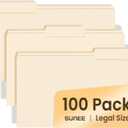 SUNEE Manilla Folders Legal Size (14 x 8.5 inches),100 Per Box, Durable Paper File Folders with 1/3 Cut Tab for Office, Legal Documents, Filing, and Organizing