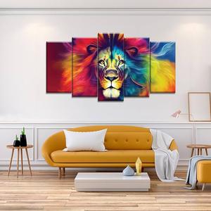 Amazon.com: SATINO 5 Pieces Modern Large Lion Canvas Wall Art Creative Colorful Lion King Head Pop Art Style with Soft Mane Animal Pictures Paintings