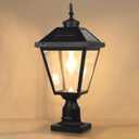 Solar Post Light ST4334Q Vintage Dusk to Dawn Outdoor Bright LED Solar Powered Lamp for Pole Pillar Yard Gates Pathway (Lamp with Base)