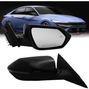 Passenger Side Mirror Compatiable With Compatiable With 2021 2022 2023 2024 2025 Hyundai Elantra With Heated Power Glass Turn Signals Blind Spot Manual Folding 8Pins Black