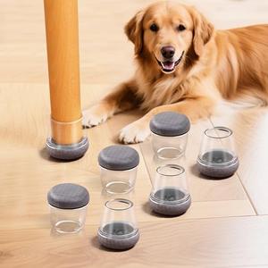 Chair Leg Floor Protectors for Hardwood Floors – Smooth Nylon Base Won’t Trap Cat or Dog Hair, Clear Silicone Caps No Scratch & Silent on Carpet & Tile (16 Pack, Fits 1" to 1-1/8")